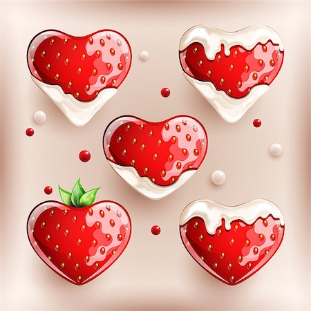 simsearch:400-08977333,k - Fresh strawberries in cream on colorful background. Vector illustration. Stock Photo - Budget Royalty-Free & Subscription, Code: 400-08978391