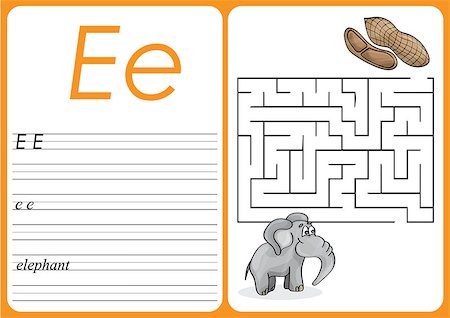 simsearch:400-08973723,k - Alphabet A-Z - puzzle Worksheet - Game for Preschool Children with Cute Elephant and Peanuts Foto de stock - Royalty-Free Super Valor e Assinatura, Número: 400-08978401