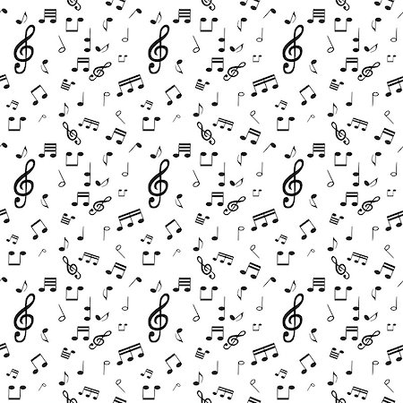 simsearch:400-04855178,k - Seamless pattern from Set of musical notes and Treble clef. Vector Illustration. EPS10 Foto de stock - Super Valor sin royalties y Suscripción, Código: 400-08978464