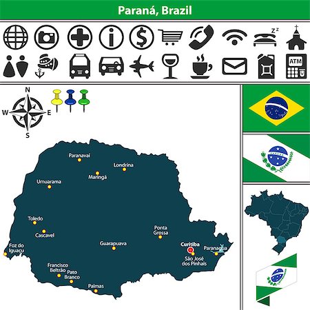 simsearch:400-08836646,k - Vector map of region of Parana with flags and location on Brazilian map Stock Photo - Budget Royalty-Free & Subscription, Code: 400-08978517