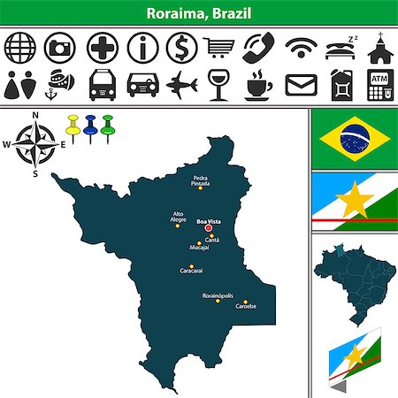 simsearch:400-08836653,k - Vector map of region of Roraima with flags and location on Brazilian map Photographie de stock - Aubaine LD & Abonnement, Code: 400-08978524