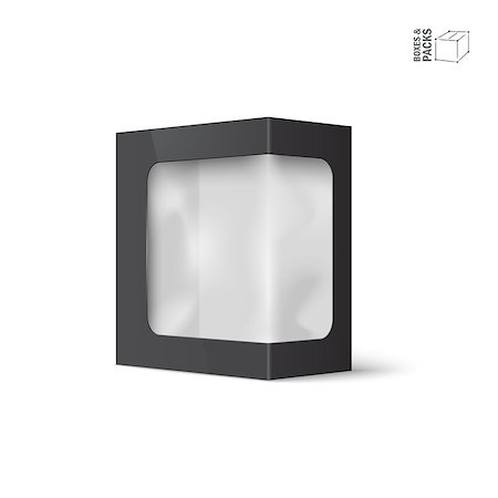 White vector product package box with window. Isolated on white background. With marked place to insert your design Stock Photo - Budget Royalty-Free & Subscription, Code: 400-08978534