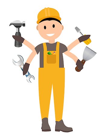 Construction Worker Flat Character, Building Man Specialists Ready for Work. Vector Illustration EPS10 Photographie de stock - Aubaine LD & Abonnement, Code: 400-08978664