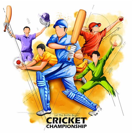 illustration of batsman and bowler playing cricket championship sports Stock Photo - Budget Royalty-Free & Subscription, Code: 400-08978685