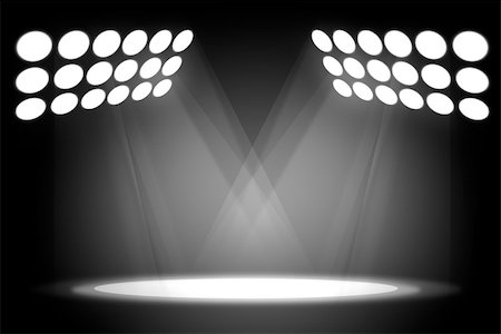 stage floodlight - Abstract dark background illuminated with spots. Illustration. Empty space for yuor conctent Stock Photo - Budget Royalty-Free & Subscription, Code: 400-08978698