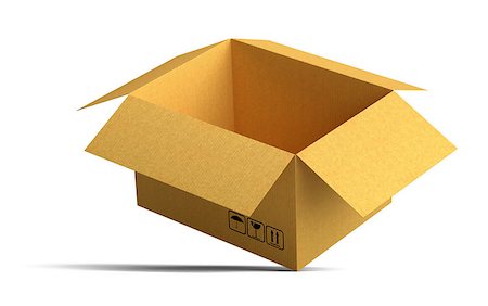 simsearch:400-04376653,k - The open packing carton box stands on the corner. Isolated on white background. 3D illustration Photographie de stock - Aubaine LD & Abonnement, Code: 400-08978703