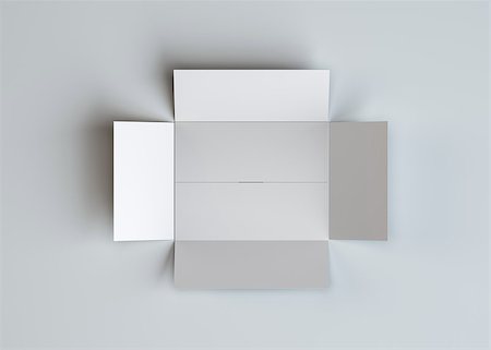 package template - White empty open cardboard package. Gray background. 3d illustration, top view Stock Photo - Budget Royalty-Free & Subscription, Code: 400-08978716