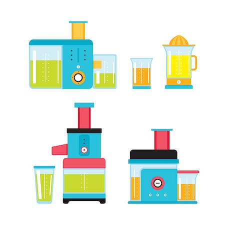 processor vector icon - Juicer Mixer Blender Kitchen Colorful appliance set Vector illustration Stock Photo - Budget Royalty-Free & Subscription, Code: 400-08978738