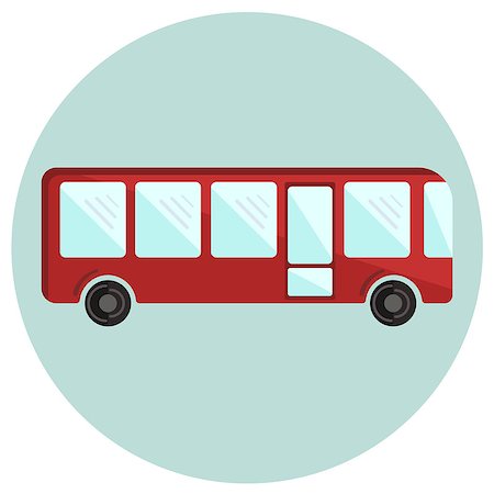 simsearch:400-08508379,k - Cute colorful flat bus icon, red vector shuttlebus Stock Photo - Budget Royalty-Free & Subscription, Code: 400-08978730