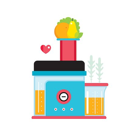 simsearch:400-08977333,k - Making fresh organic juice and smoothie Juicer Mixer Kitchen appliance Vector illustration Stock Photo - Budget Royalty-Free & Subscription, Code: 400-08978744