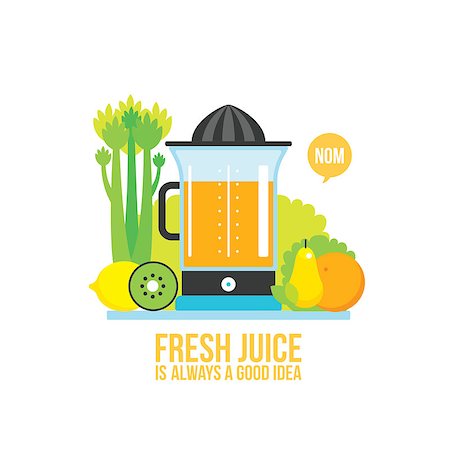 simsearch:400-08977333,k - Juicer Fresh vegetables greens and fruits on white background Vector illustration Stock Photo - Budget Royalty-Free & Subscription, Code: 400-08978741