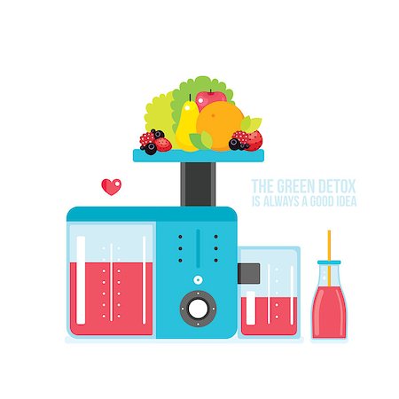 simsearch:400-08977333,k - Making fresh healthy organic smoothie juice Kitchen appliance Juicer Blender Vector illustration Stock Photo - Budget Royalty-Free & Subscription, Code: 400-08978742