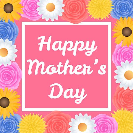 simsearch:400-09114178,k - Happy Mothers Day background with beautiful colorful flower. Vector illustration. Photographie de stock - Aubaine LD & Abonnement, Code: 400-08978798