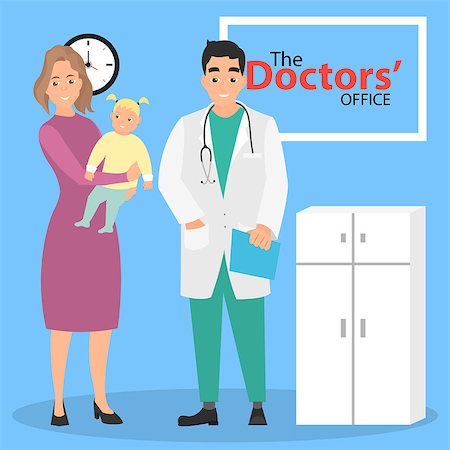 simsearch:400-08935984,k - At the reception at the pediatrician. The woman with the child on hands on medical examination. Vector illustration in a flat style Stock Photo - Budget Royalty-Free & Subscription, Code: 400-08978793