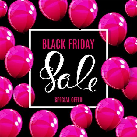 Black Friday Sale Balloon Concept of Discount. Special Offer Template .Vector Illustration EPS10 Stock Photo - Budget Royalty-Free & Subscription, Code: 400-08978927