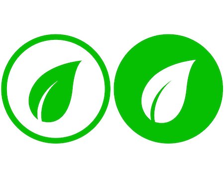 two natural green leaf icons on button Stock Photo - Budget Royalty-Free & Subscription, Code: 400-08979016