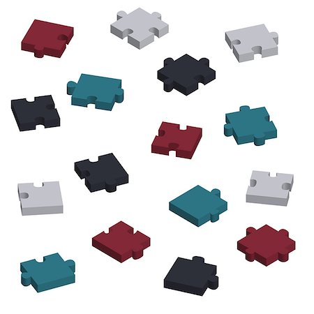 Concept pieces of puzzle in 3D, vector Photographie de stock - Aubaine LD & Abonnement, Code: 400-08979026
