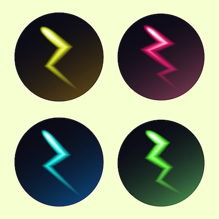 simsearch:400-04555076,k - Set of colorful lightning icons on dark round background Stock Photo - Budget Royalty-Free & Subscription, Code: 400-08979099