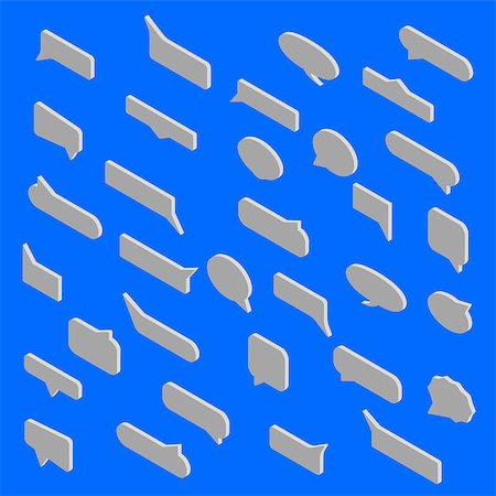 simsearch:400-08506267,k - Speech bubbles of various shapes, isolated on a blue background. Flat 3D isometric style, vector illustration. Stock Photo - Budget Royalty-Free & Subscription, Code: 400-08979169