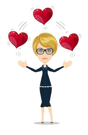 A woman is holding a heart. Businesswoman juggling hearts . Stock vector illustration Stock Photo - Budget Royalty-Free & Subscription, Code: 400-08979182