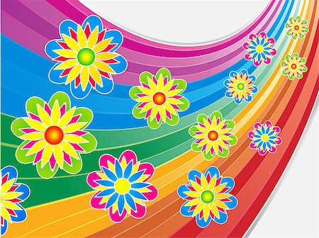 Bright Colorful Summer Flowers Over Curved Rainbow Background Photographie de stock - Aubaine LD & Abonnement, Code: 400-08979202
