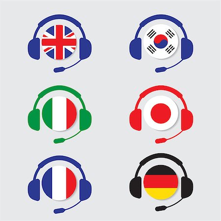 simsearch:400-04738956,k - Conversation icons set. Headphone collection with flag in vector format Photographie de stock - Aubaine LD & Abonnement, Code: 400-08979269