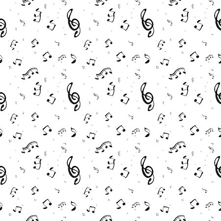 simsearch:400-07986632,k - Seamless pattern from Set of musical notes and Treble clef. Vector Illustration. EPS10 Stock Photo - Budget Royalty-Free & Subscription, Code: 400-08979313