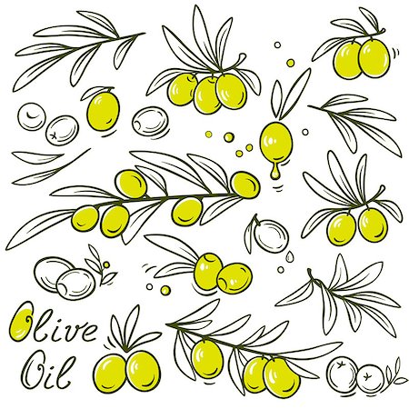 simsearch:400-07818752,k - set of graphic olive branch silhouettes with fruits Foto de stock - Super Valor sin royalties y Suscripción, Código: 400-08979373