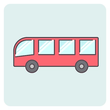 Flat outline colorful bus icon, vector shuttle sign Stock Photo - Budget Royalty-Free & Subscription, Code: 400-08979440