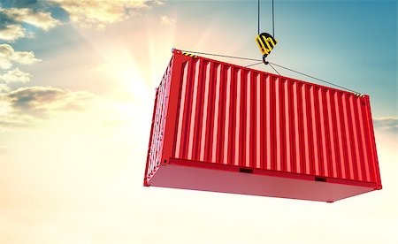 simsearch:400-09222647,k - Crane hook and red cargo container on sky background. 3d illustration Photographie de stock - Aubaine LD & Abonnement, Code: 400-08979474