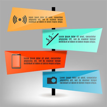 simsearch:400-07423002,k - Set of bright paper elements info graphics. Business concept with four options, vector illustration. Foto de stock - Super Valor sin royalties y Suscripción, Código: 400-08979545