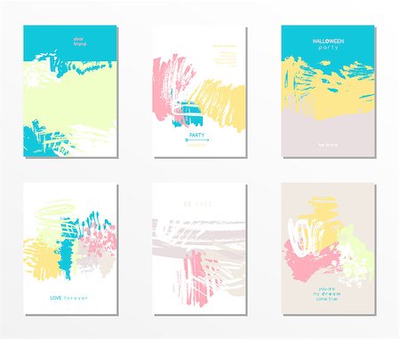 simsearch:400-08617908,k - Modern grunge brush design templates, vector cards, invitation, banner, handmade texture design in bright colors Foto de stock - Super Valor sin royalties y Suscripción, Código: 400-08979576