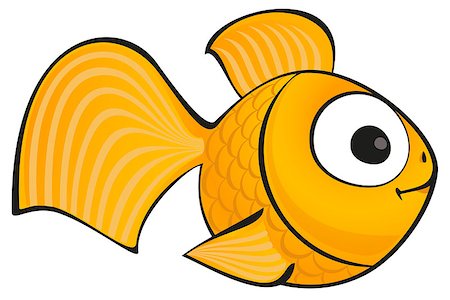 Golden fish isolated. Vector aquarium fish silhouette illustration. Colorful cartoon flat aquarium fish icon for your design. Stock Photo - Budget Royalty-Free & Subscription, Code: 400-08979571