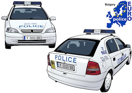 police car with siren - Bulgary Police Car - Colored Illustration from Series Euro police, Vector Stock Photo - Budget Royalty-Free & Subscription, Code: 400-08979572