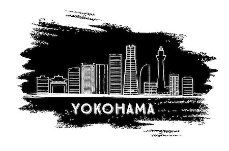 people japan big city - Yokohama Skyline Silhouette. Hand Drawn Sketch. Vector Illustration. Business Travel and Tourism Concept with Modern Buildings. Image for Presentation Banner Placard and Web Site. Stock Photo - Budget Royalty-Free & Subscription, Code: 400-08979634