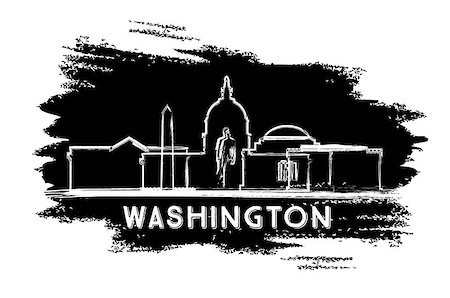 Washington DC Skyline Silhouette. Hand Drawn Sketch. Vector Illustration. Business Travel and Tourism Concept with Historic Architecture. Image for Presentation Banner Placard and Web Site. Stock Photo - Budget Royalty-Free & Subscription, Code: 400-08979631