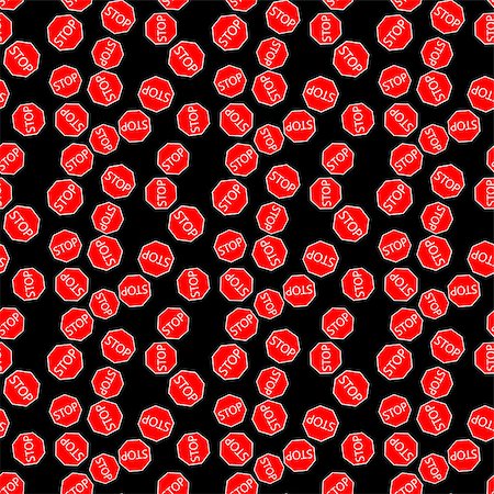 black seamless pattern with red road sign stop. vector Stock Photo - Budget Royalty-Free & Subscription, Code: 400-08979647