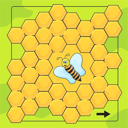 Bee and honeycomb game for Preschool Children. Help bee to walkthrough labyrinth. Funny maze game for kids Stock Photo - Budget Royalty-Free & Subscription, Code: 400-08979654