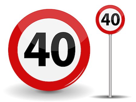 rodovia 40 - Round Red Road Sign Speed limit 40 kilometers per hour. Vector Illustration. EPS10 Foto de stock - Royalty-Free Super Valor e Assinatura, Número: 400-08979677