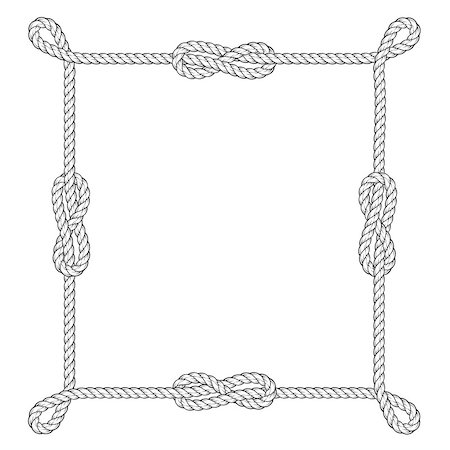 simsearch:400-08553199,k - Square rope frame with knots and loops Fotografie stock - Microstock e Abbonamento, Codice: 400-08979880