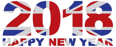 2018 Happy New Year Great Britain Union Jack Flag Numbers Outline Isolated on White Background Illustration Stock Photo - Budget Royalty-Free & Subscription, Code: 400-08979941
