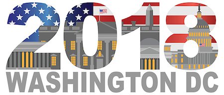 2017 USA American Flag Numbers Outline Washington DC Isolated on White Background Illustration Stock Photo - Budget Royalty-Free & Subscription, Code: 400-08979943