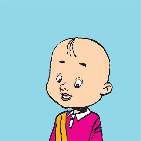 pustovit (artist) - Portrait of a bald boy isolate illustration. Cartoon color illustration isolate Fotografie stock - Microstock e Abbonamento, Codice: 400-08973679