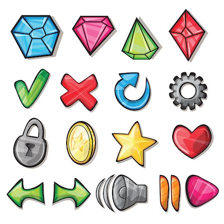 Cartoon icons for game user interface, vector set Stock Photo - Budget Royalty-Free & Subscription, Code: 400-08973718