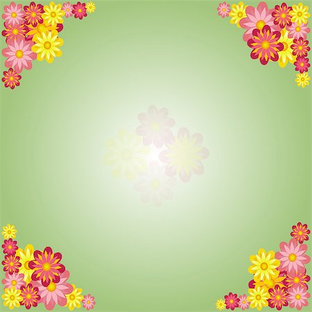 Green Spring Background with Flowers Frame in the Corners Photographie de stock - Aubaine LD & Abonnement, Code: 400-08973767