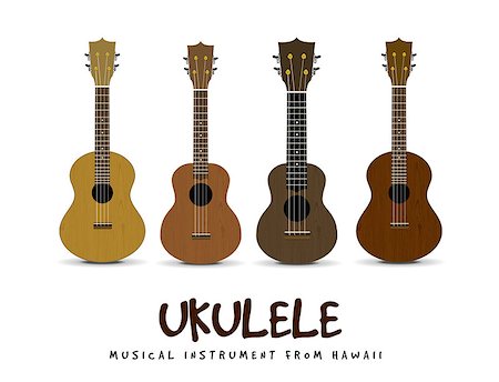 simsearch:400-07505739,k - Ukulele - Hawaiian musical instrument. Vector illustration on white background Stock Photo - Budget Royalty-Free & Subscription, Code: 400-08973833