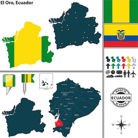 simsearch:400-08836650,k - Vector map of province of El Oro with flags and location on Ecuadorian map Stock Photo - Budget Royalty-Free & Subscription, Code: 400-08973924