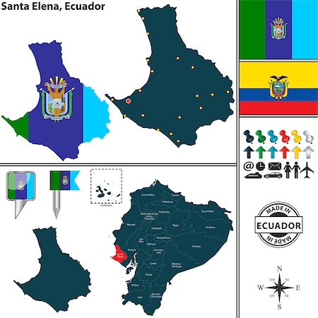 simsearch:400-08980986,k - Vector map of province of Santa Elena with flags and location on Ecuadorian map Photographie de stock - Aubaine LD & Abonnement, Code: 400-08973937