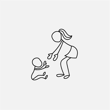 stick figure with baby - Cartoon icon of sketch little vector people in cute miniature scenes. Stock Photo - Budget Royalty-Free & Subscription, Code: 400-08973986