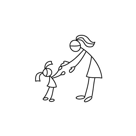family stick figures - Cartoon icon of sketch little vector people in cute miniature scenes. Stock Photo - Budget Royalty-Free & Subscription, Code: 400-08973987